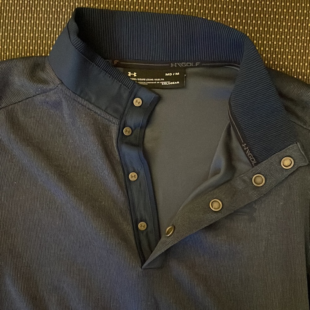 Under Armour/UA ColdGear® blue knitted golf pullover, size M - Picture 3 of 3